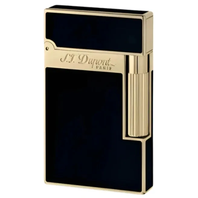 S.T. Dupont Line 2 Natural Black Lacquer Lighter with Yellow Gold Finish