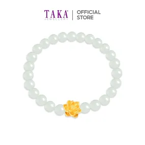 TAKA Jewellery 999 Pure Gold Flower Charm with Beads Bracelet