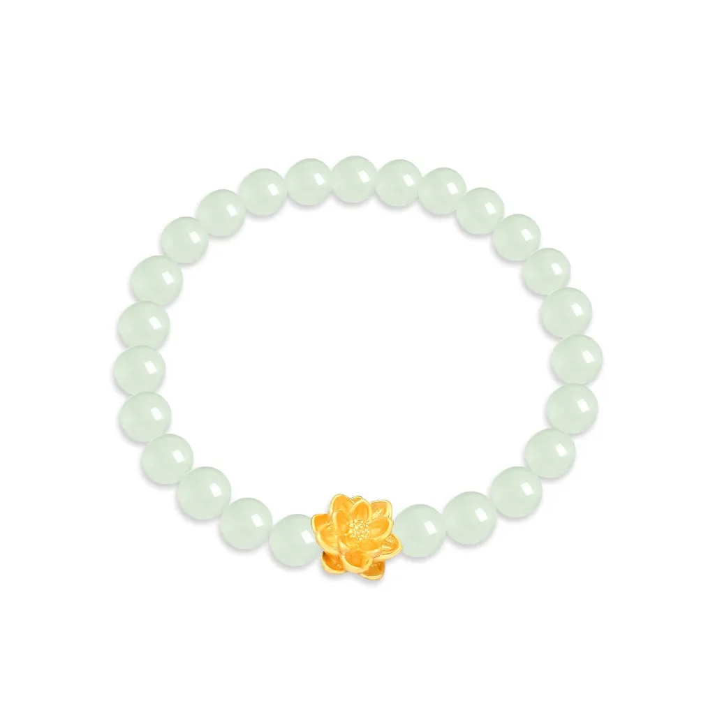 TAKA Jewellery 999 Pure Gold Flower Charm with Beads Bracelet