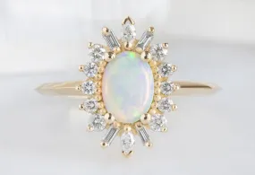 The Camellia Ring with a .38ct Australian Opal