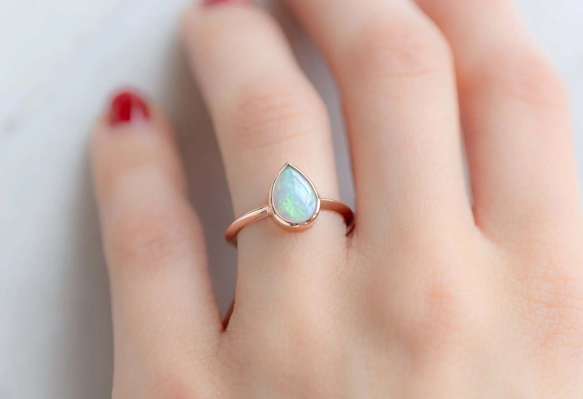 The Hazel Ring with a .79ct Australian Opal