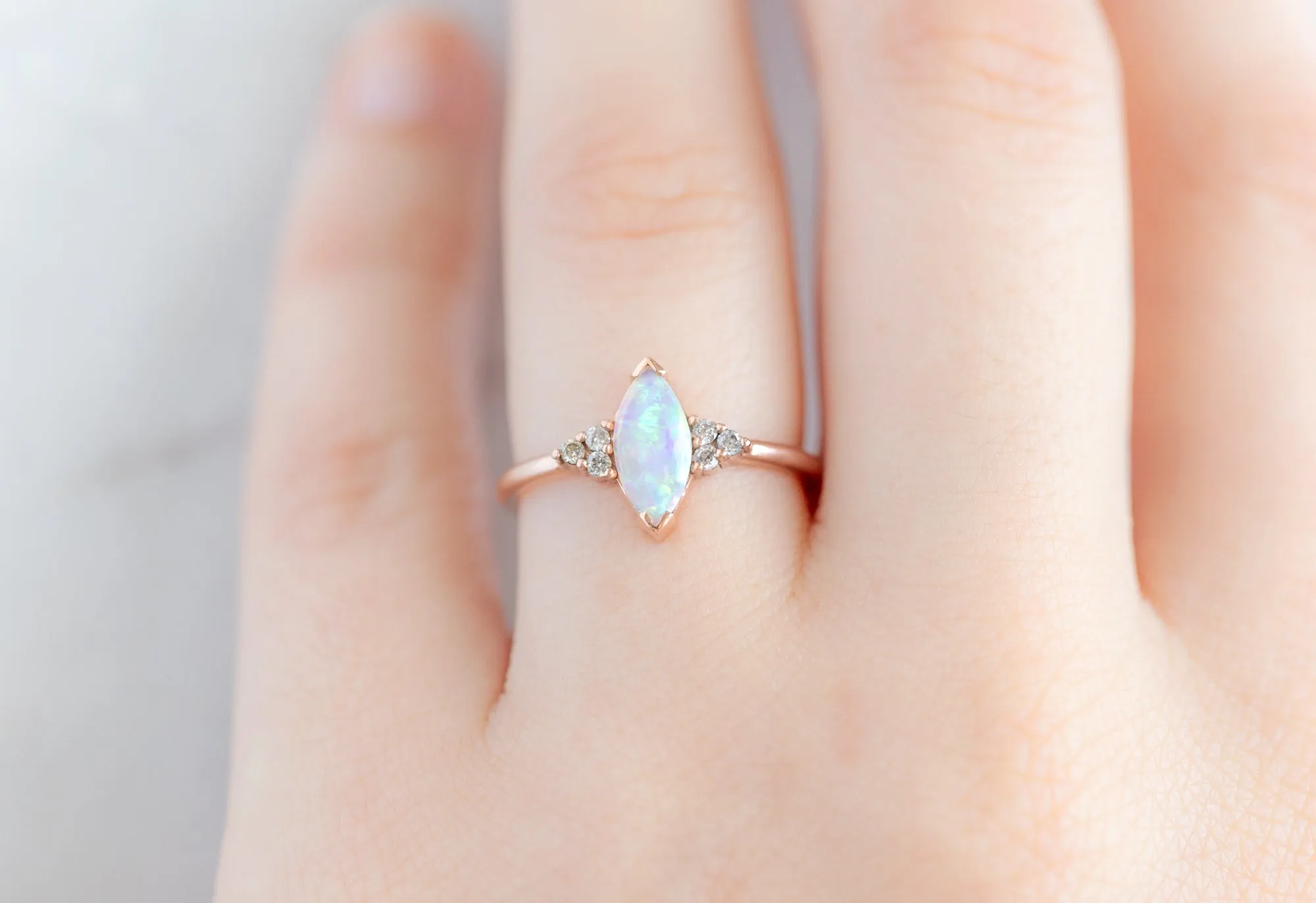 The Ivy Ring with a .37ct Marquise Australian Opal