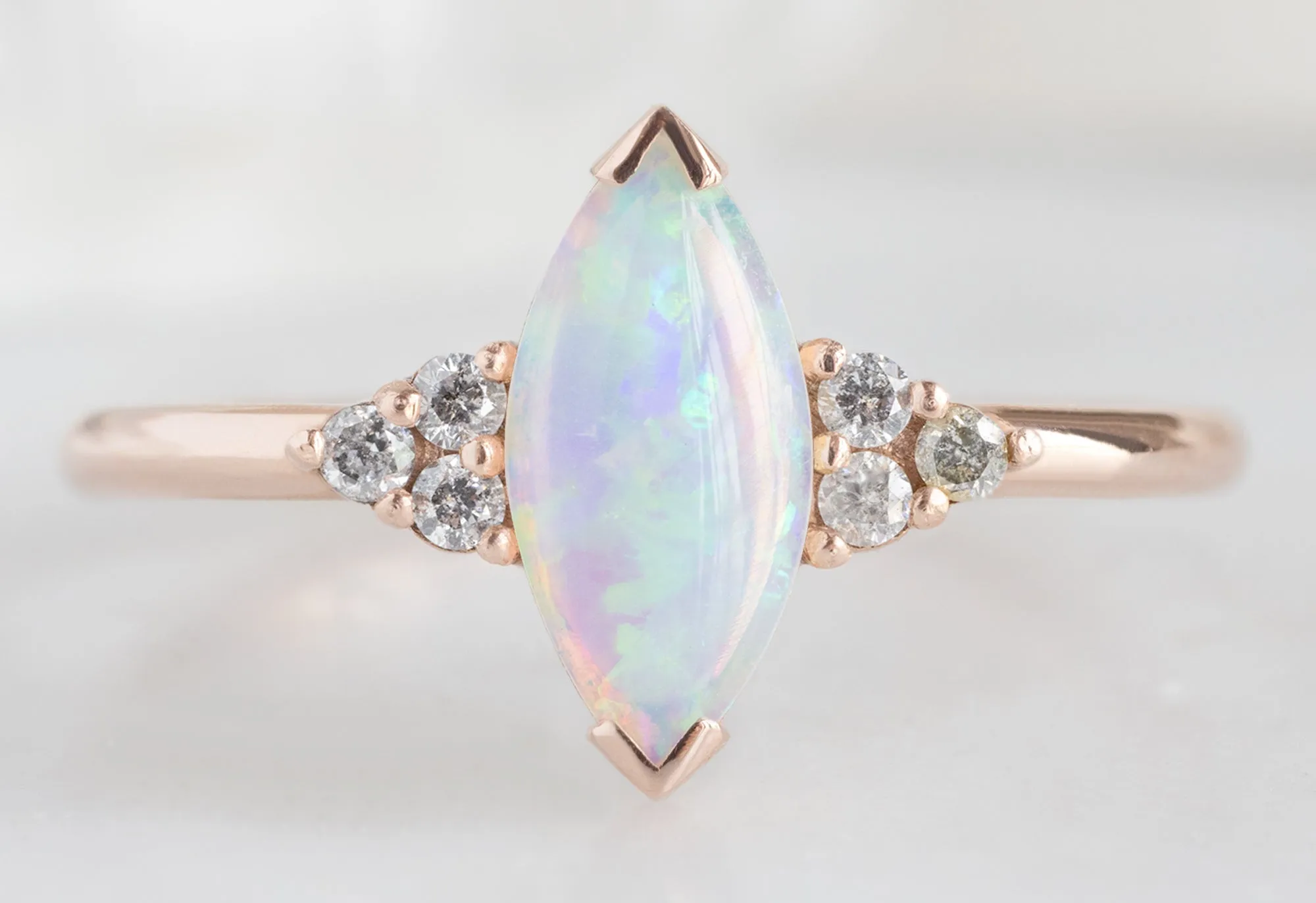 The Ivy Ring with a .37ct Marquise Australian Opal