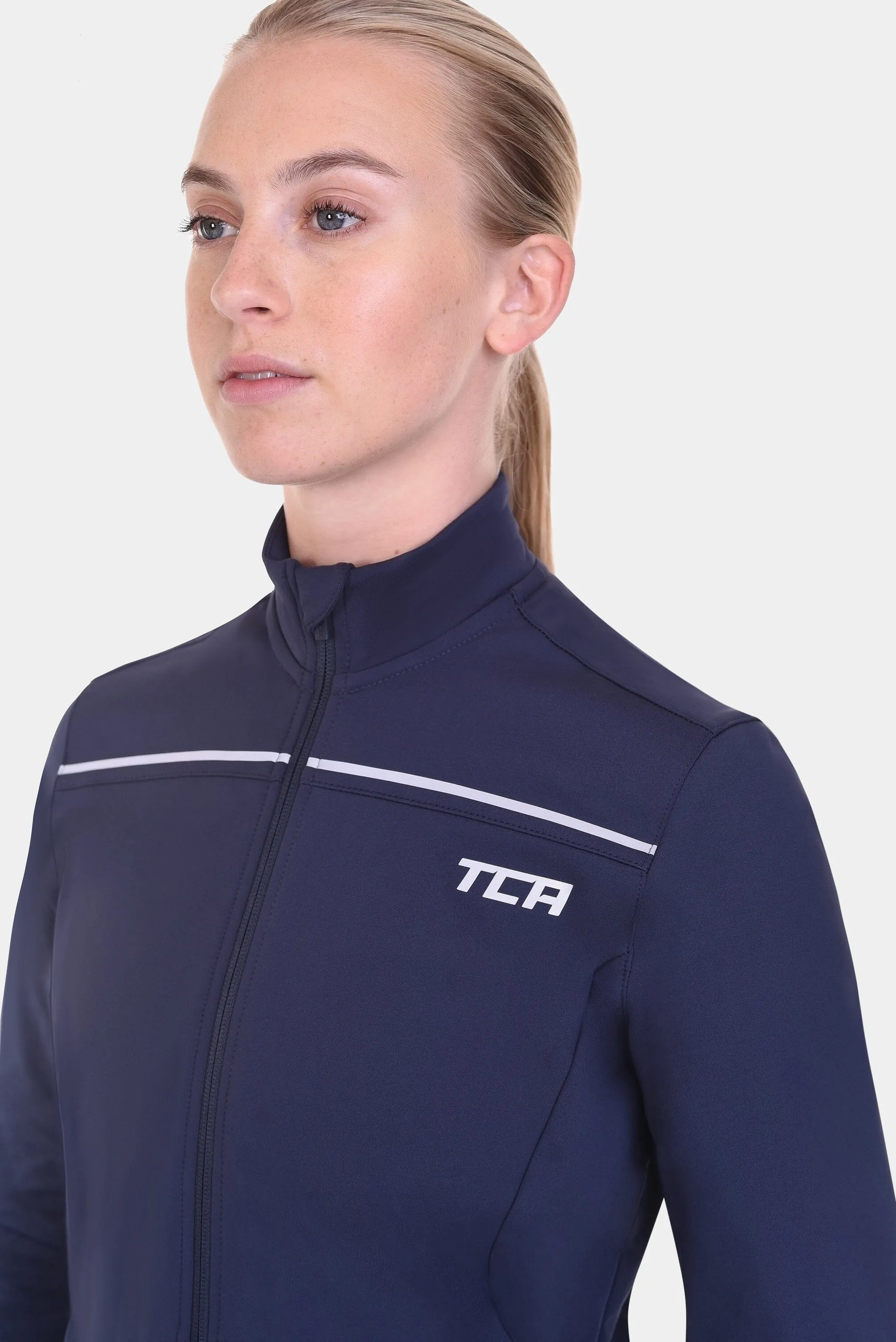 Thermal Cycling Jacket For Women With Thumbholes, Reflective Strips, Brushed Inner Fabric, Side & Internal Zip Pockets