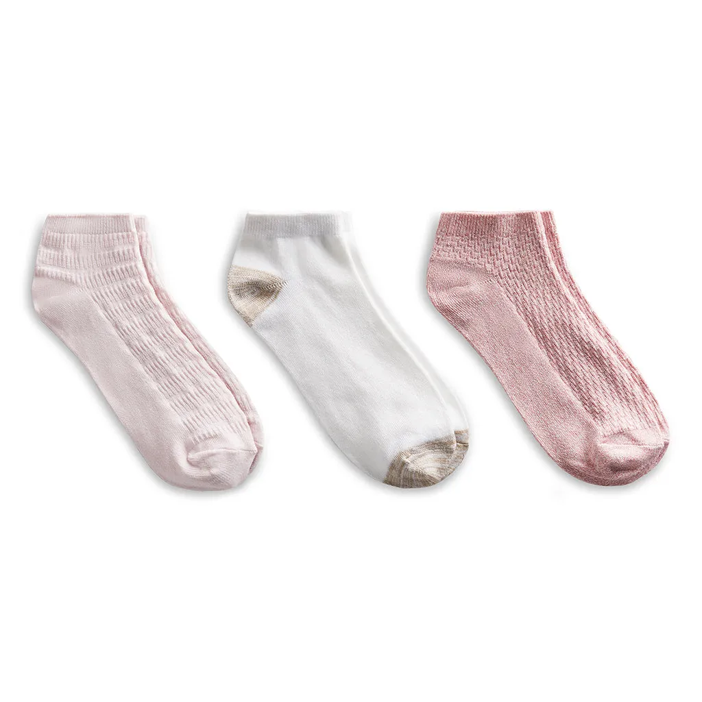 Tulip Stitch / Diagonal Rib Low Cut Sock 3 Pack