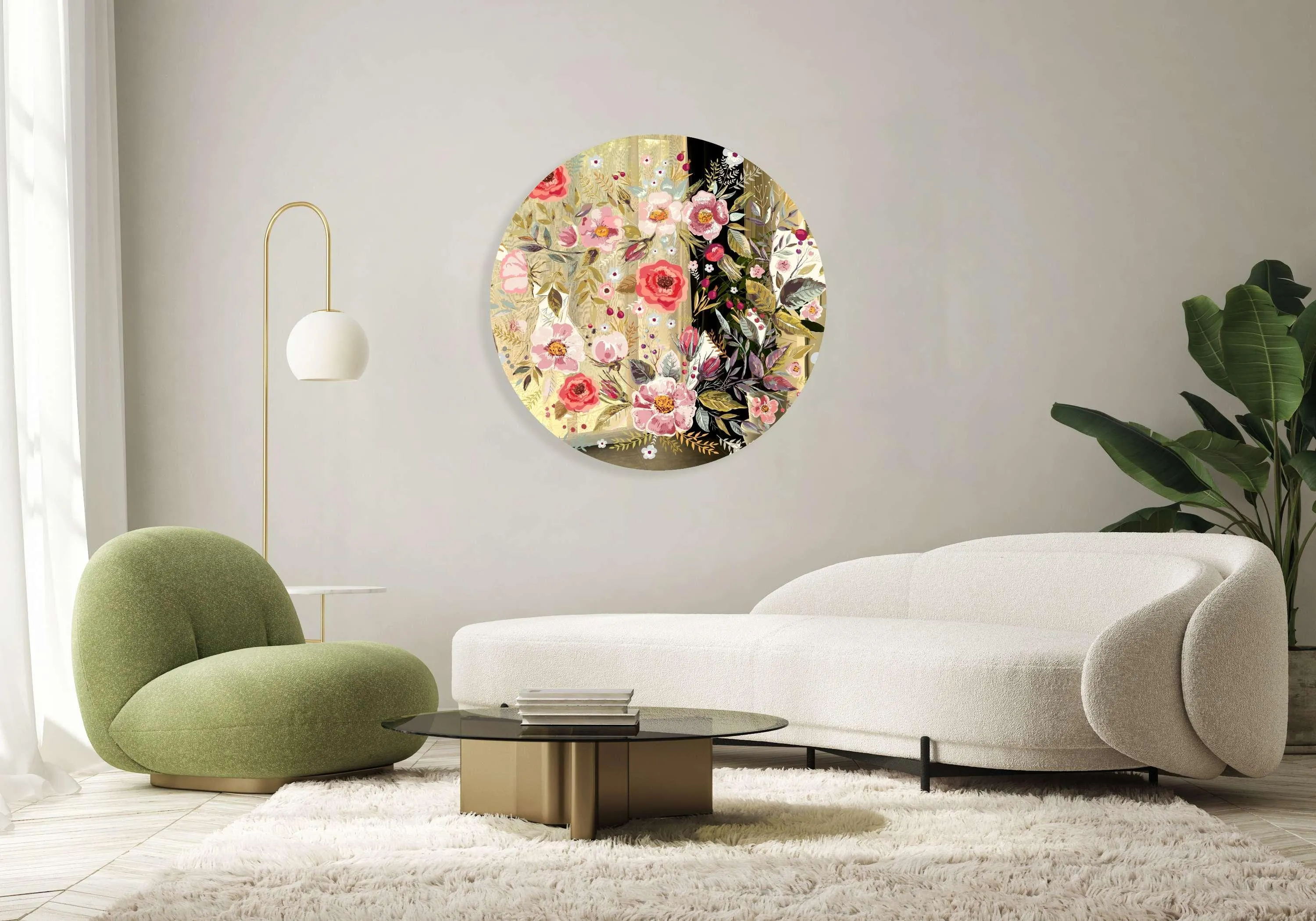 Vintage Berries and Flowers Printed Mirror Acrylic Circles