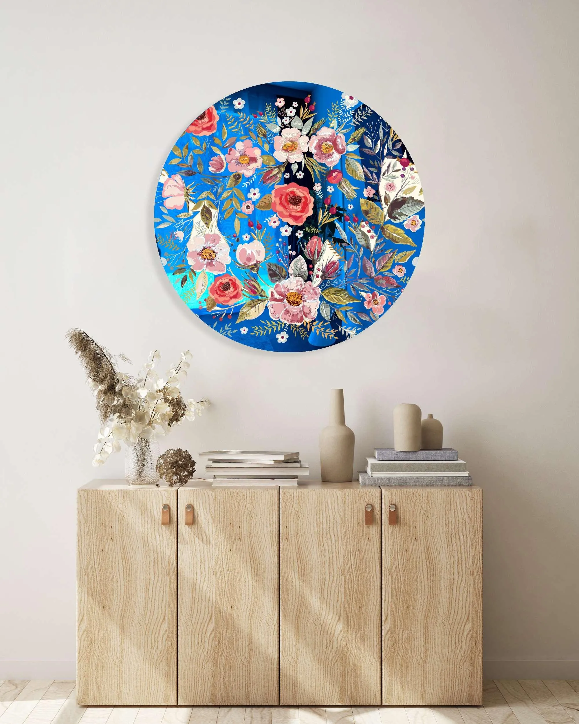 Vintage Berries and Flowers Printed Mirror Acrylic Circles