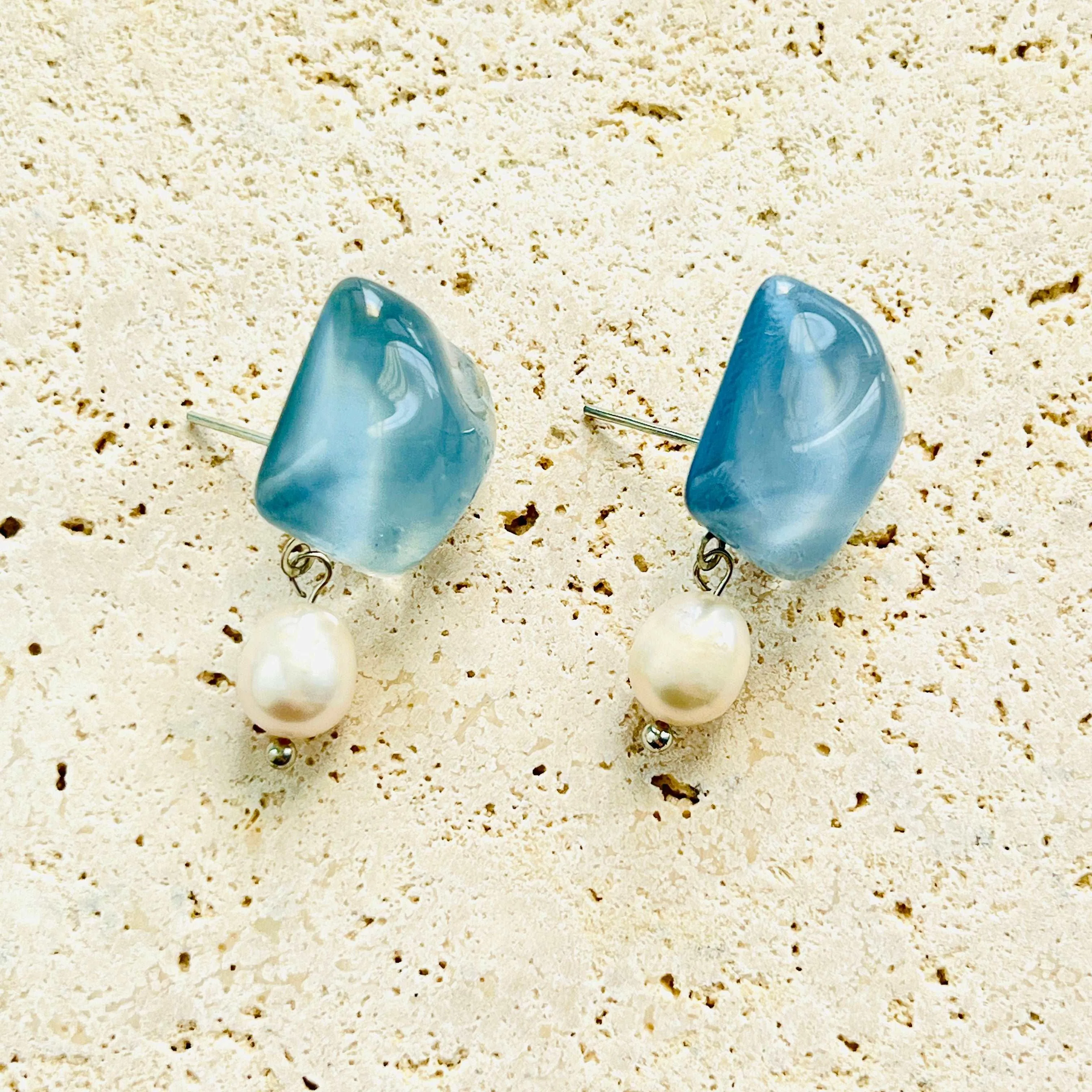 Water Wave Freshwater Pearl Earrings