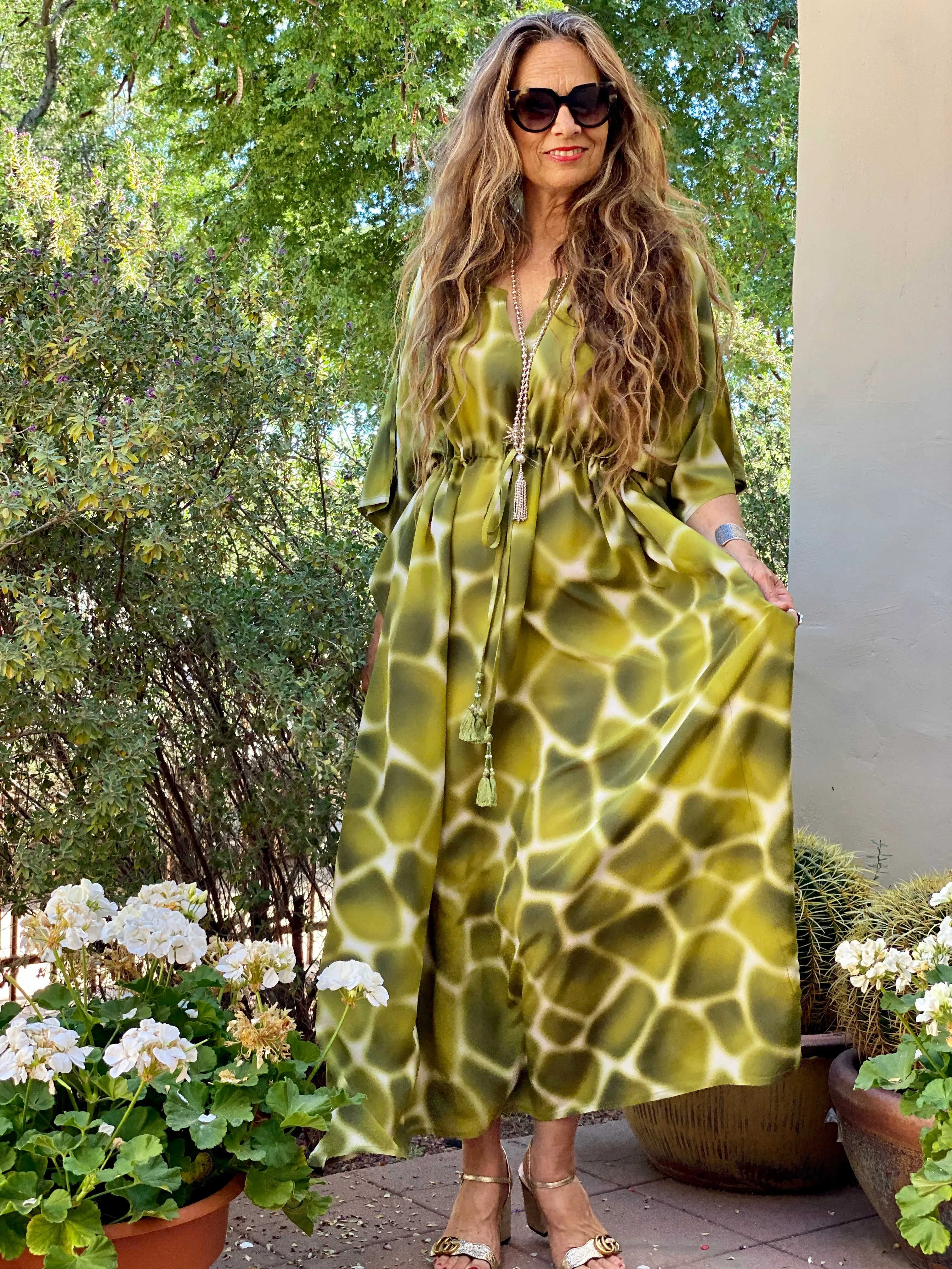 ZIRAFA GIRAFA OLIVA ITALIAN SILK MAXI